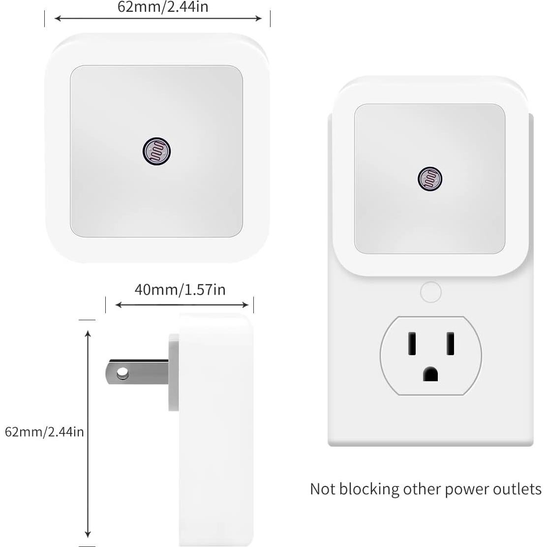 Luz Nocturna KINUR 6 Pack LED con Sensor Crepúsculo