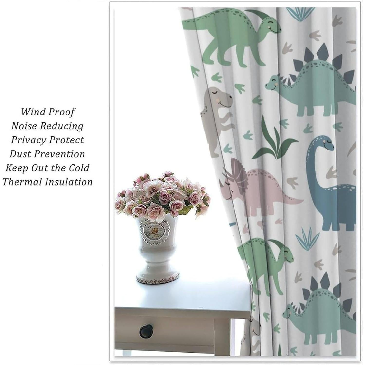 Cortina Opaca Dinosaurio Kurtect 2 Paneles 53x160 cm