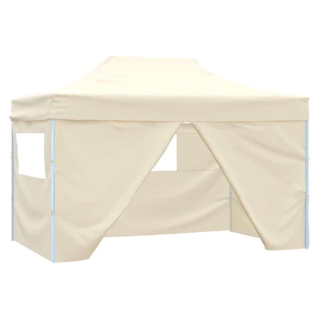 Pop-Up Canopy Tent with 4 Side Walls 9.8'x14.8' Cream White Heavy Duty Outdoor Gazebo for Parties Backyard Events Patio Sun Shade