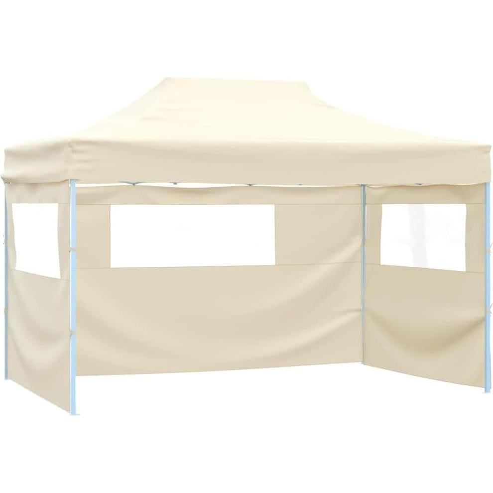 Pop-Up Canopy Tent with 4 Side Walls 9.8'x14.8' Cream White Heavy Duty Outdoor Gazebo for Parties Backyard Events Patio Sun Shade