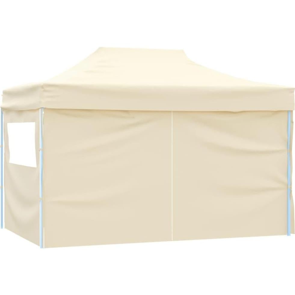 Pop-Up Canopy Tent with 4 Side Walls 9.8'x14.8' Cream White Heavy Duty Outdoor Gazebo for Parties Backyard Events Patio Sun Shade