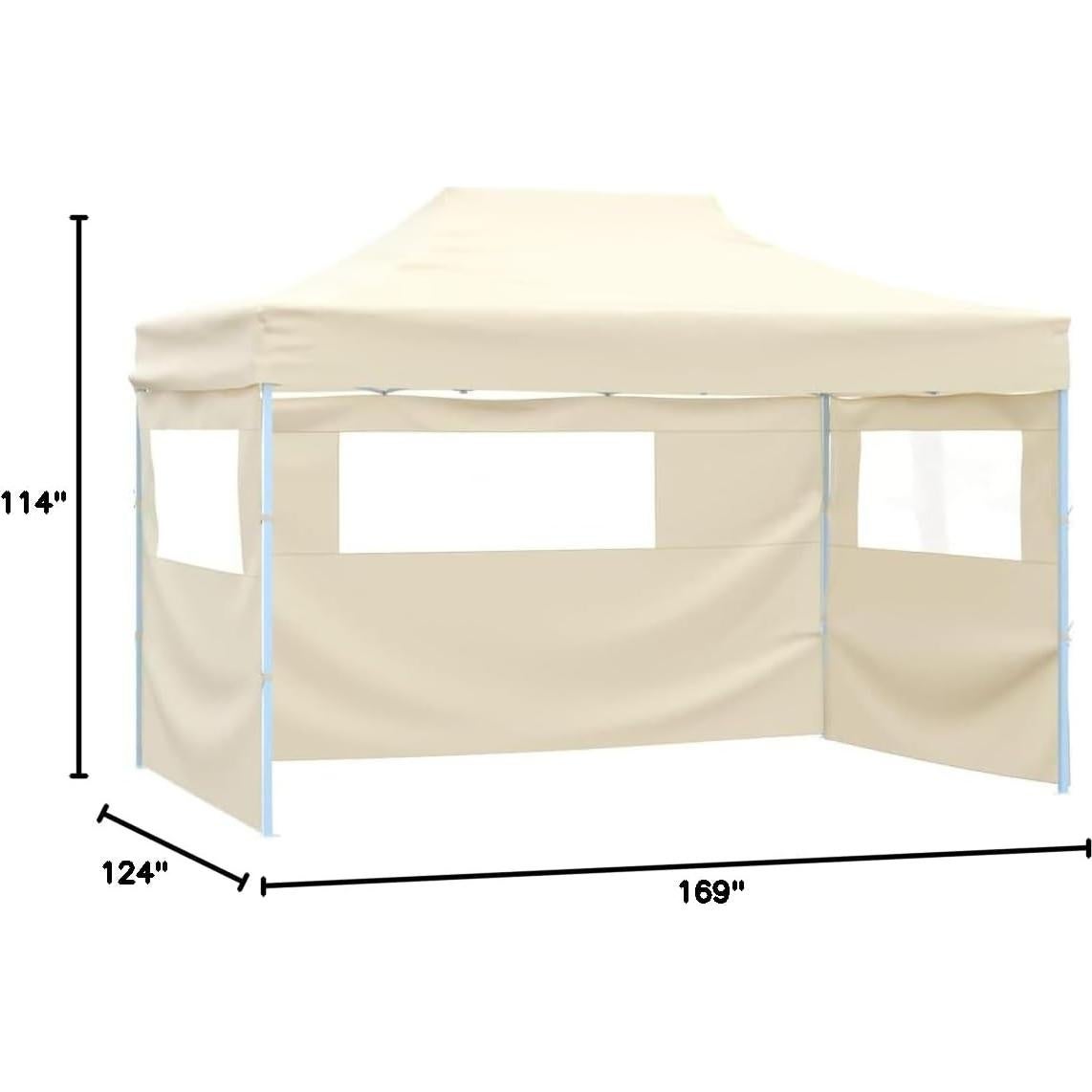Pop-Up Canopy Tent with 4 Side Walls 9.8'x14.8' Cream White Heavy Duty Outdoor Gazebo for Parties Backyard Events Patio Sun Shade