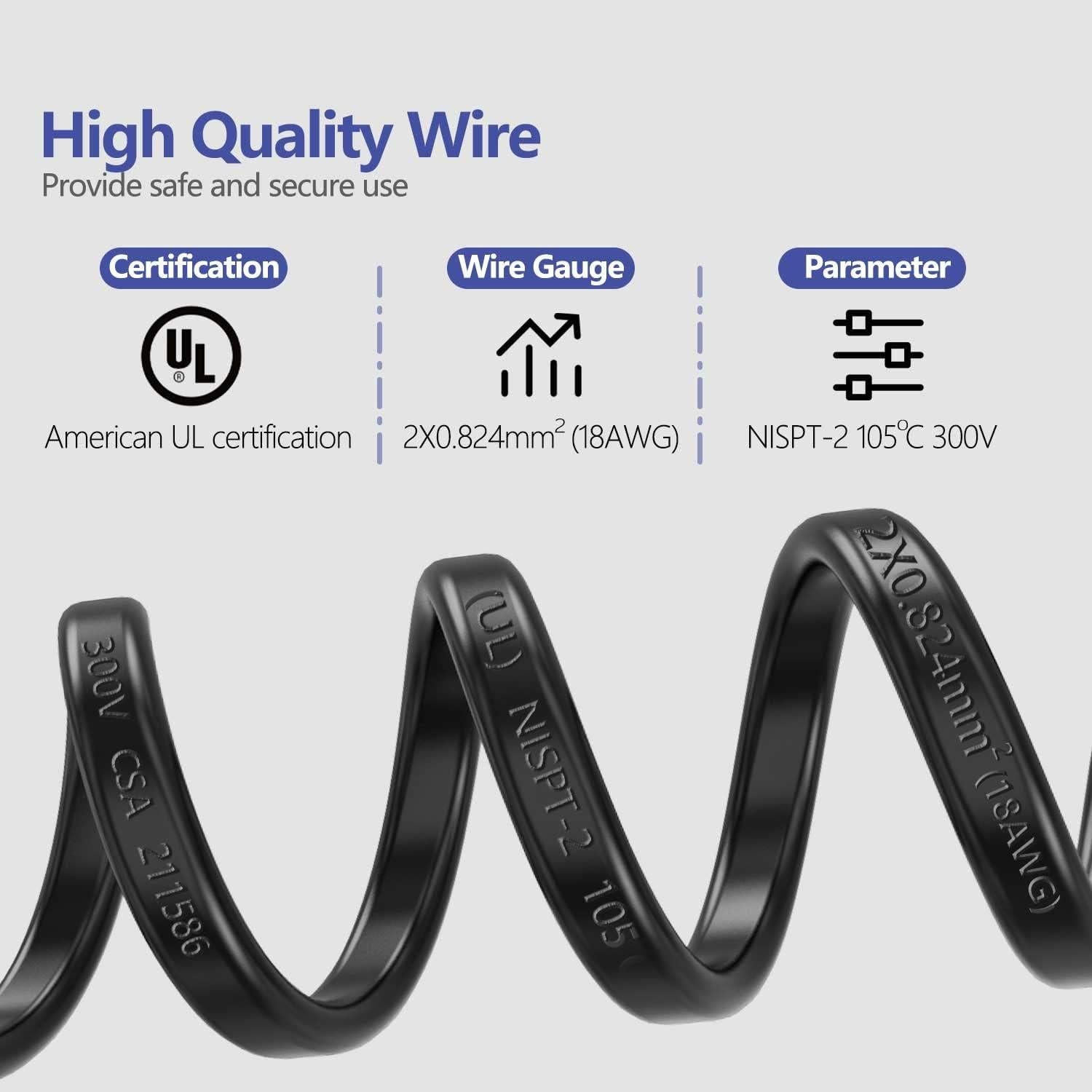 Cable de Alimentación para Máquina de Coser Brother 1.83m