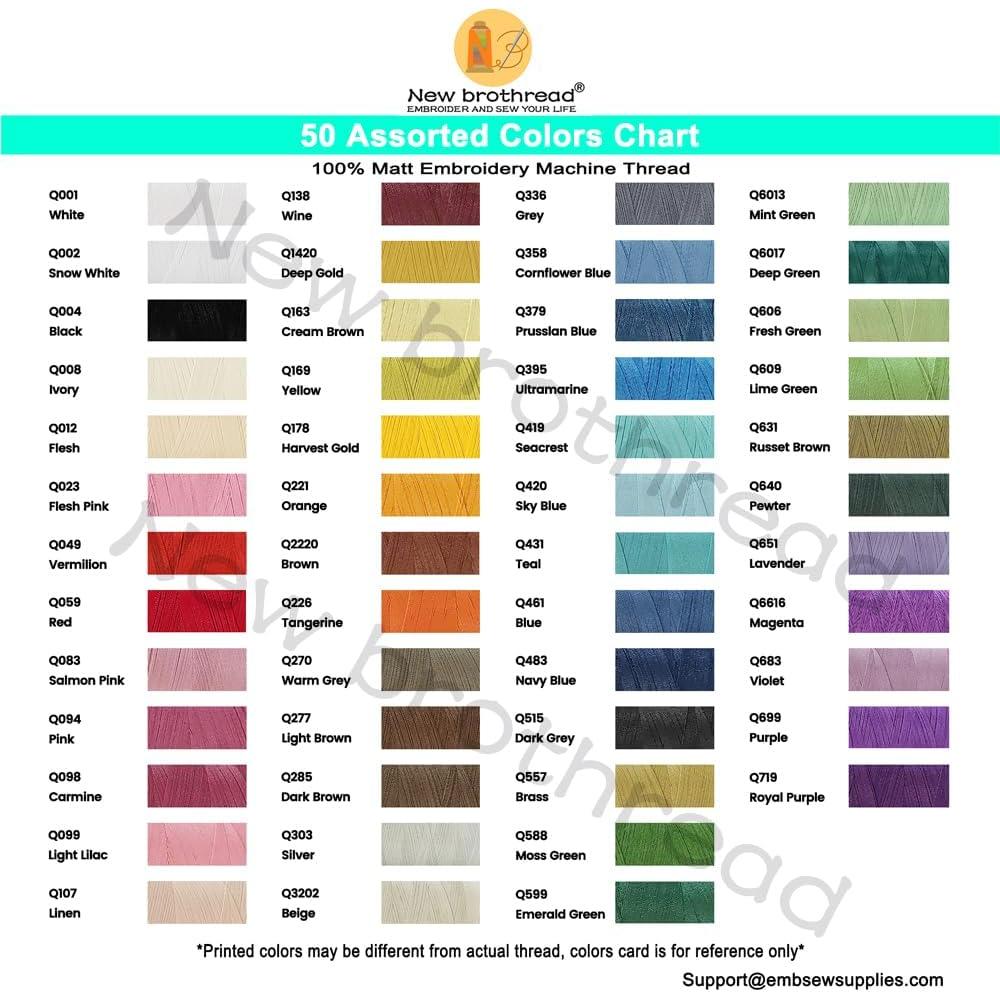 Hilo de Bordado Frosty Matt 60WT Nuevo Brothread 50 Colores