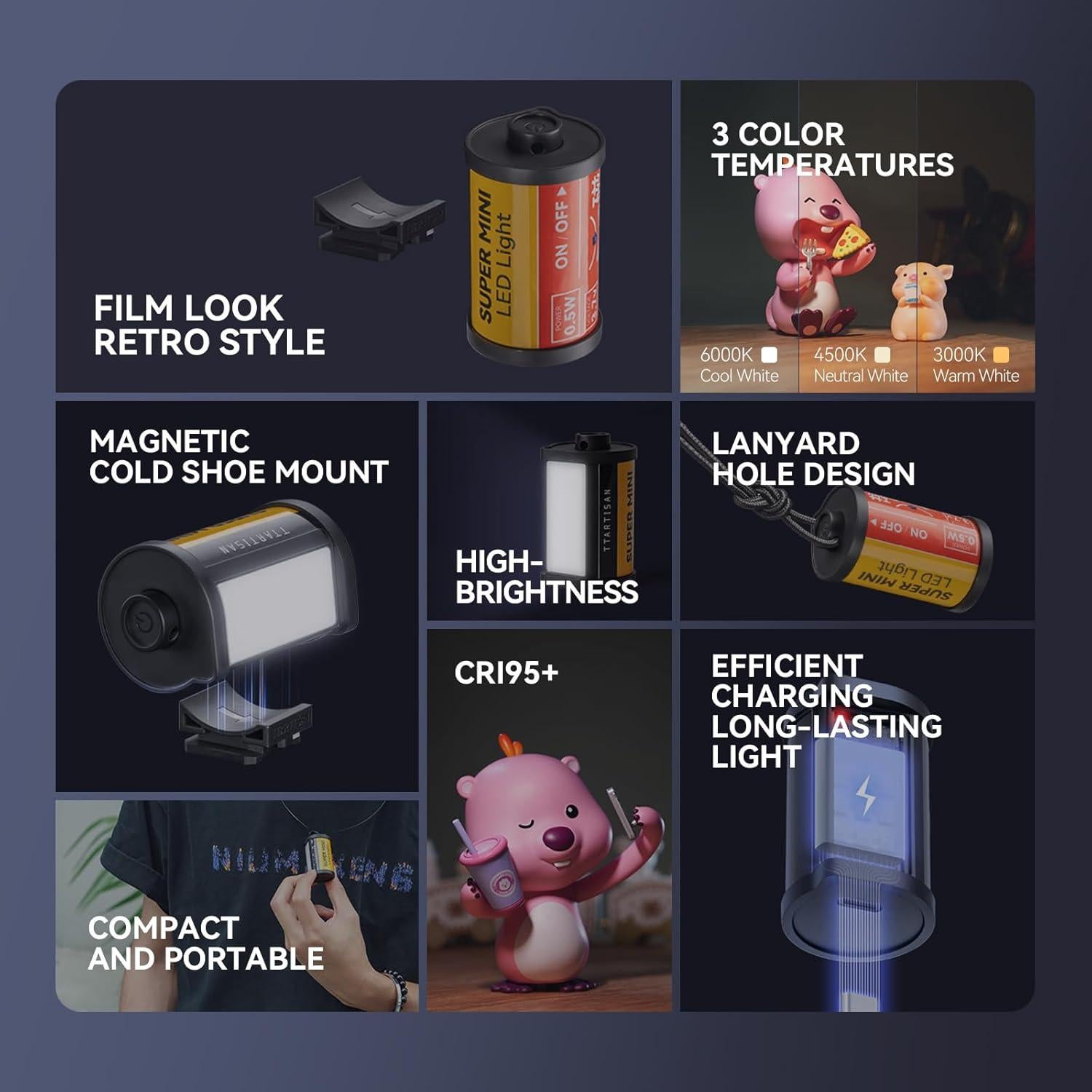 Luz LED Magnética TTArtisan 3 Colores 3000K/4500K/6000K