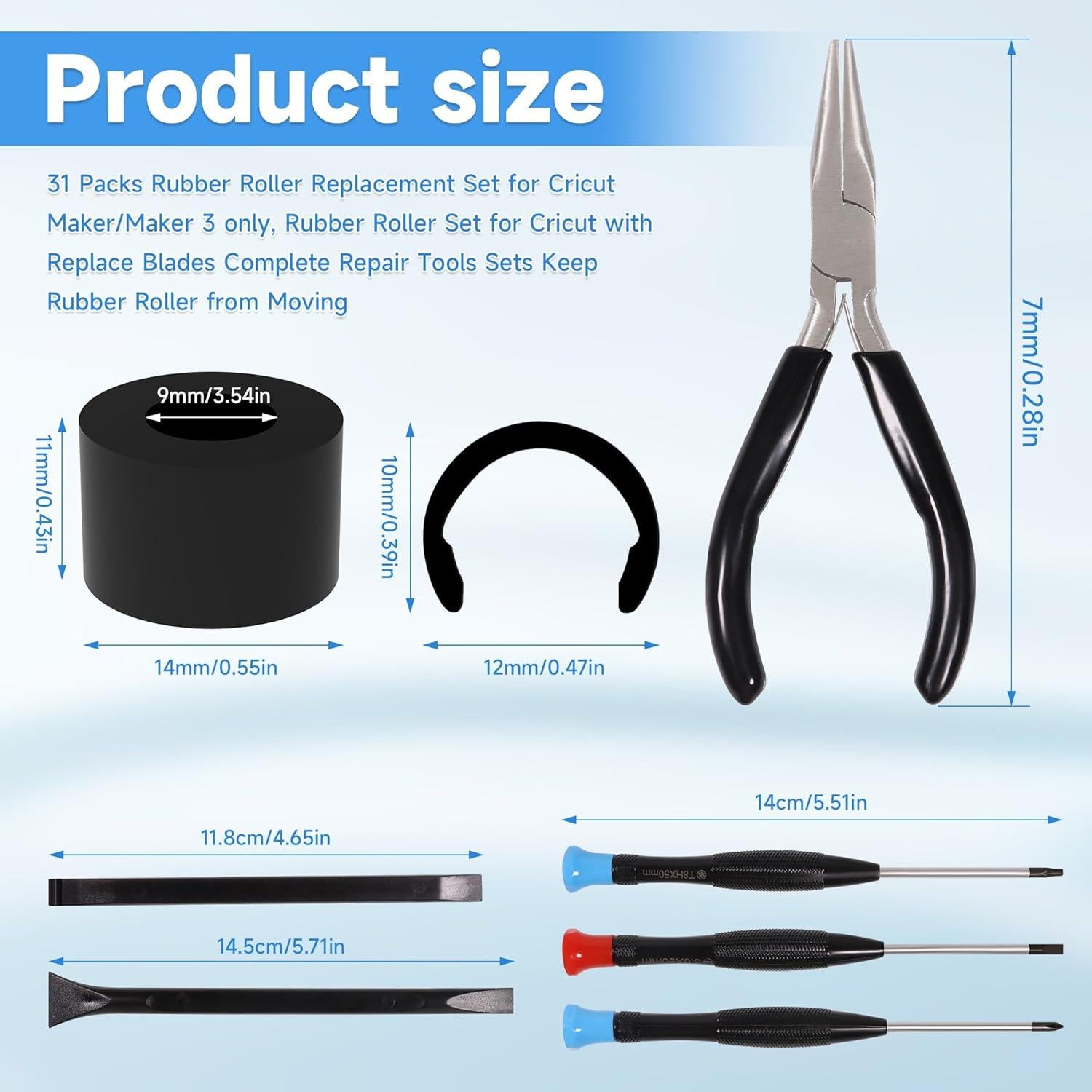 Rodillo de Goma Compatible Cricut Maker 3 - Set de Reemplazo