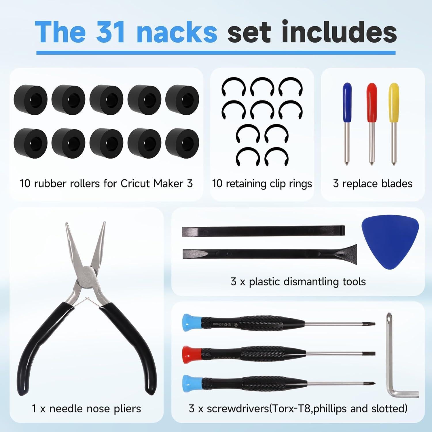 Rodillo de Goma Compatible Cricut Maker 3 - Set de Reemplazo