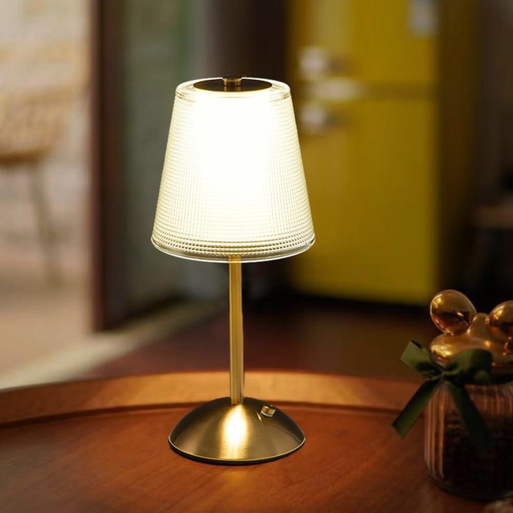 Lámpara de Escritorio Portátil HPUFKOT Dorada LED Táctil 3 Colores