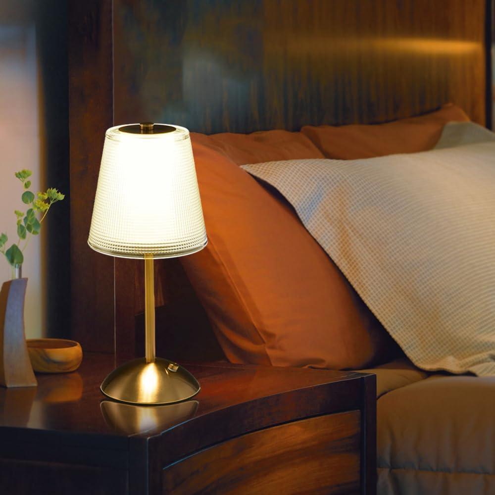 Lámpara de Escritorio Portátil HPUFKOT Dorada LED Táctil 3 Colores