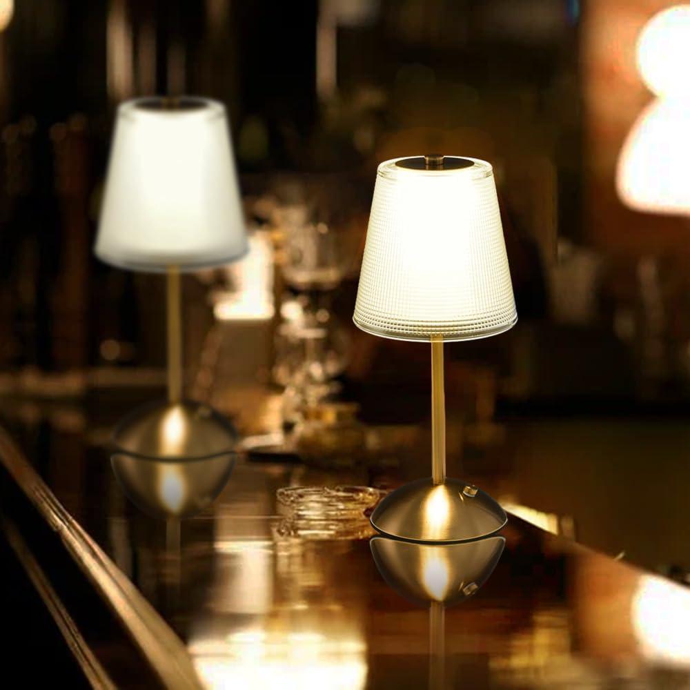 Lámpara de Escritorio Portátil HPUFKOT Dorada LED Táctil 3 Colores