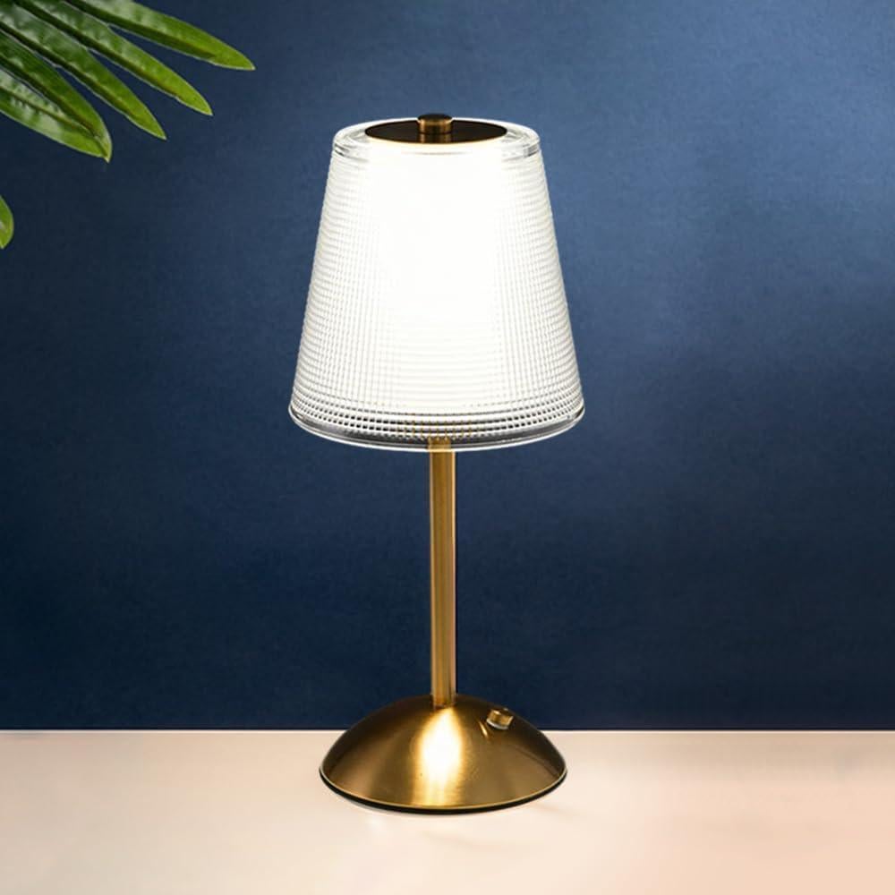 Lámpara de Escritorio Portátil HPUFKOT Dorada LED Táctil 3 Colores