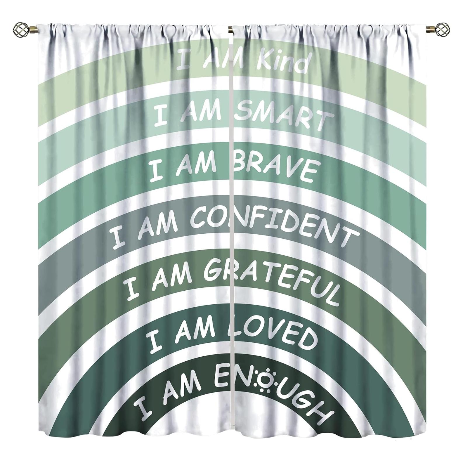 Cortina Blackout YungHo Arcoíris Verde 53x114 cm Pack 2