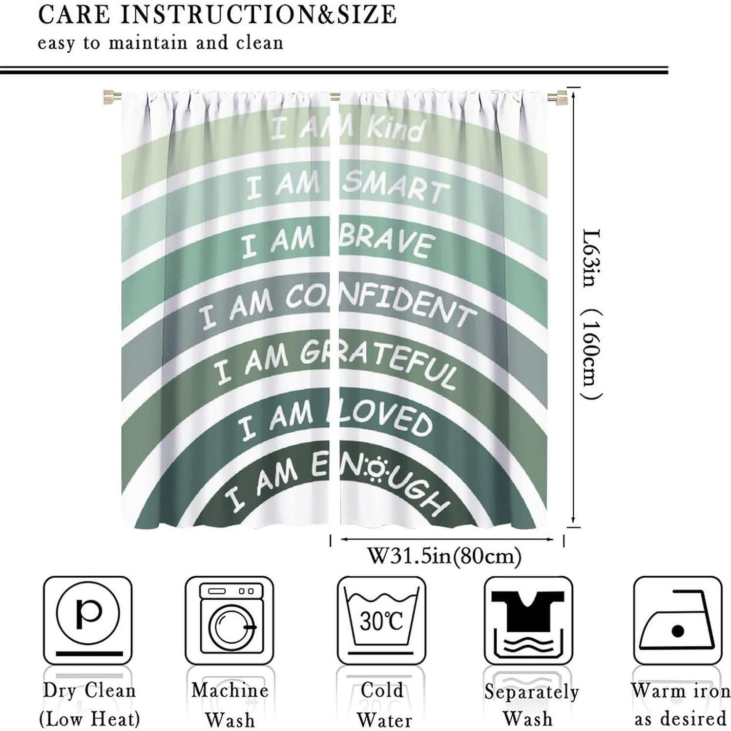 Cortina Blackout YungHo Arcoíris Verde 53x114 cm Pack 2