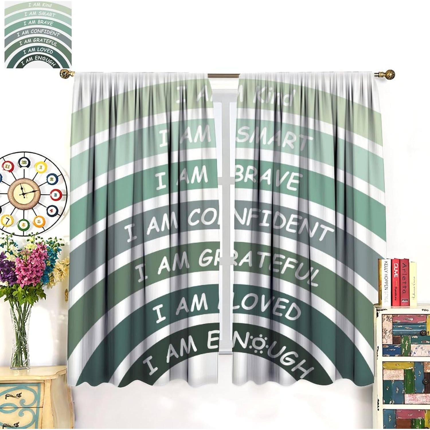 Cortina Blackout YungHo Arcoíris Verde 53x114 cm Pack 2