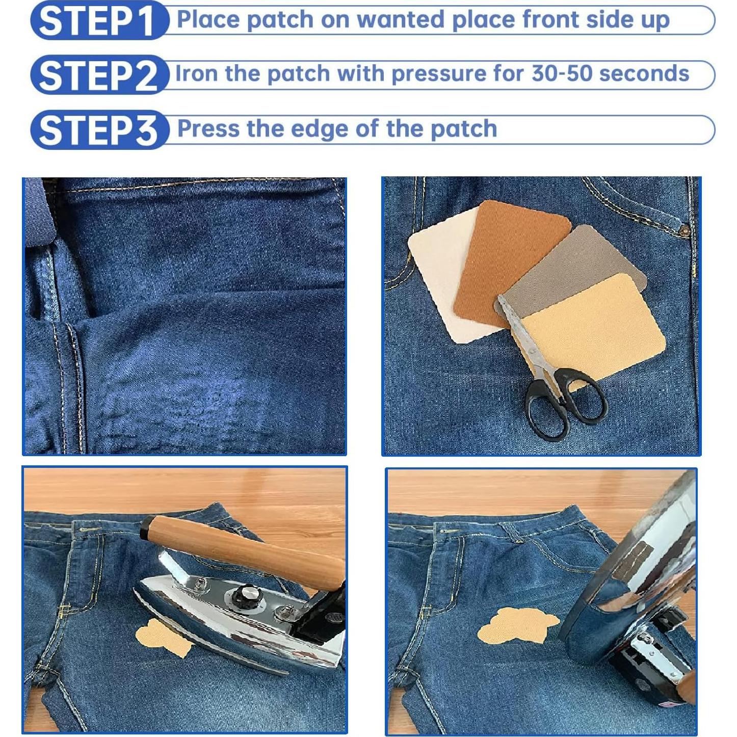 12 Parches Termoadhesivos TXSN Algodón Beige 7.5x10.5 cm