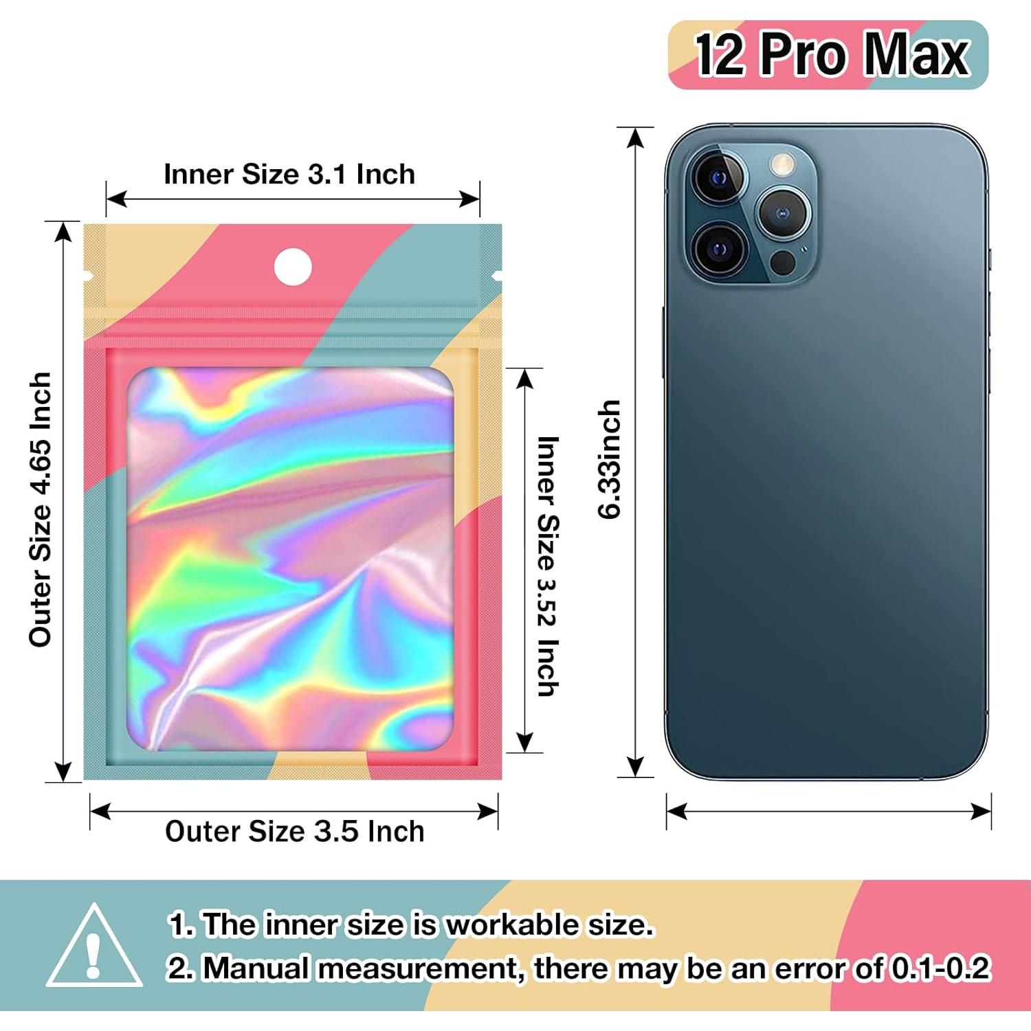 100 Bolsas Reutilizables Mylar Holográficas 8.89x11.94 cm