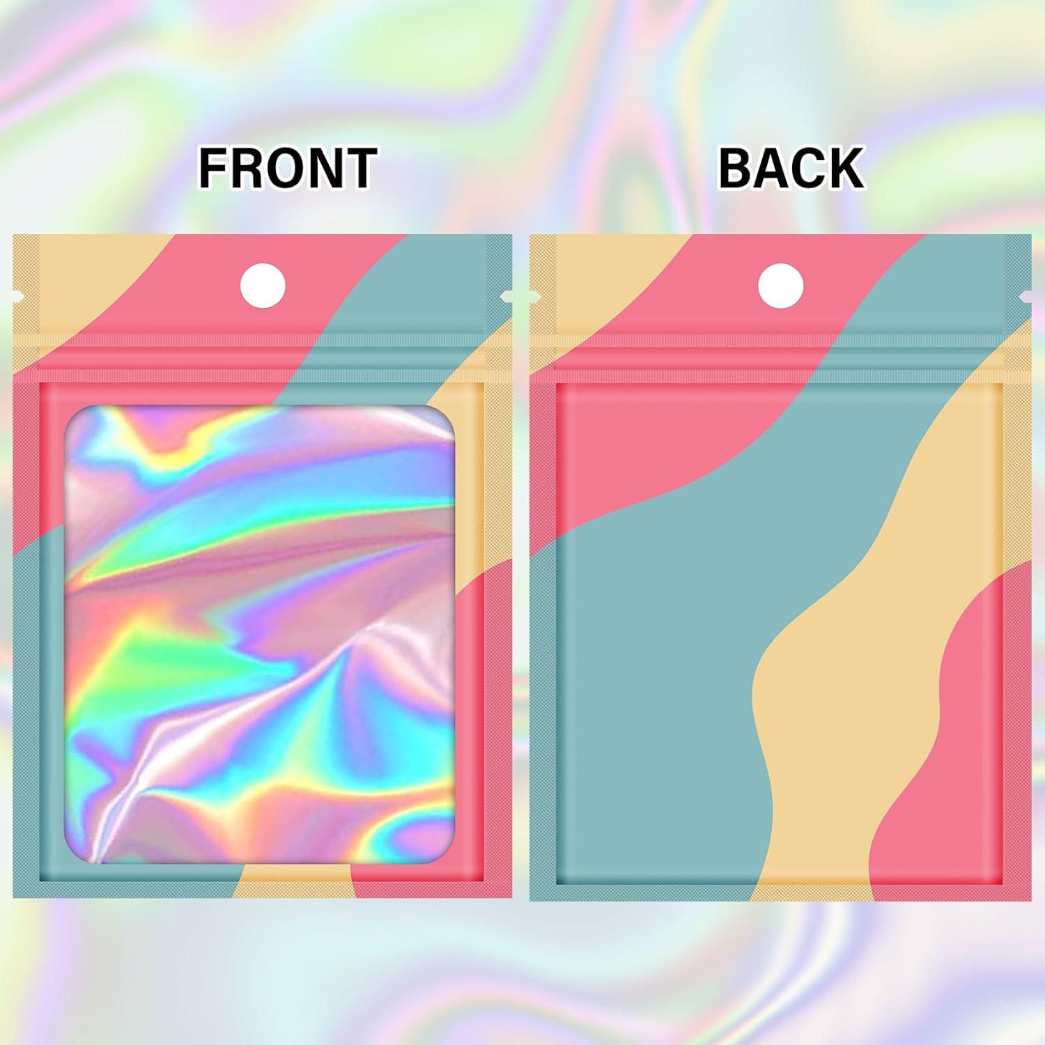 100 Bolsas Reutilizables Mylar Holográficas 8.89x11.94 cm