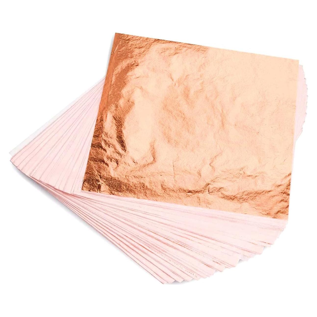 Hojas de Cobre Rosa Metálico KraftiSky - 100 Piezas 14x14 cm