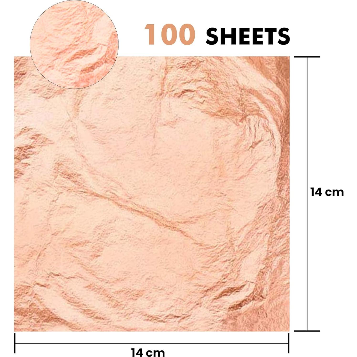 Hojas de Cobre Rosa Metálico KraftiSky - 100 Piezas 14x14 cm