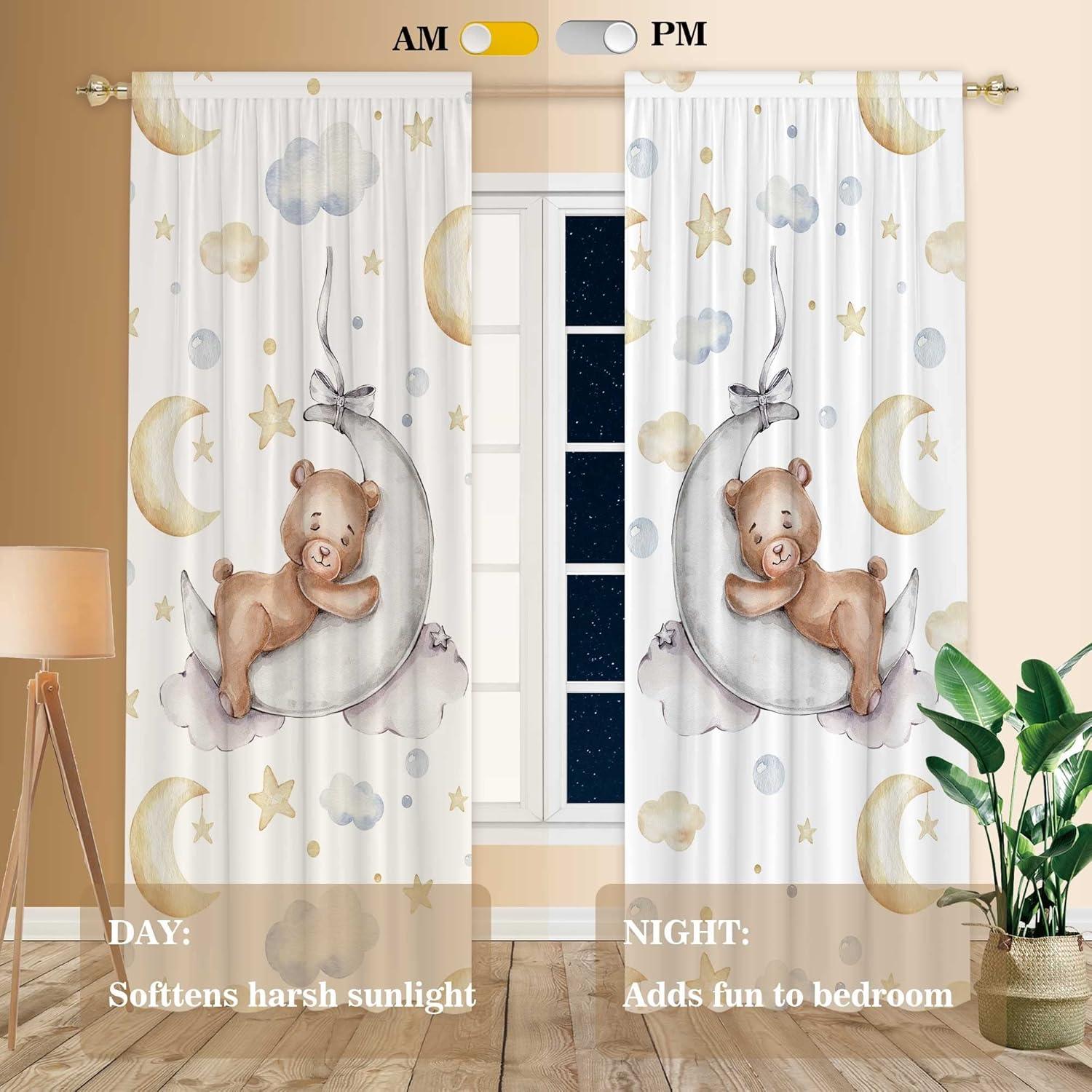 Cortinas Felortte 2 Paneles 105x213 cm Cuento Oso