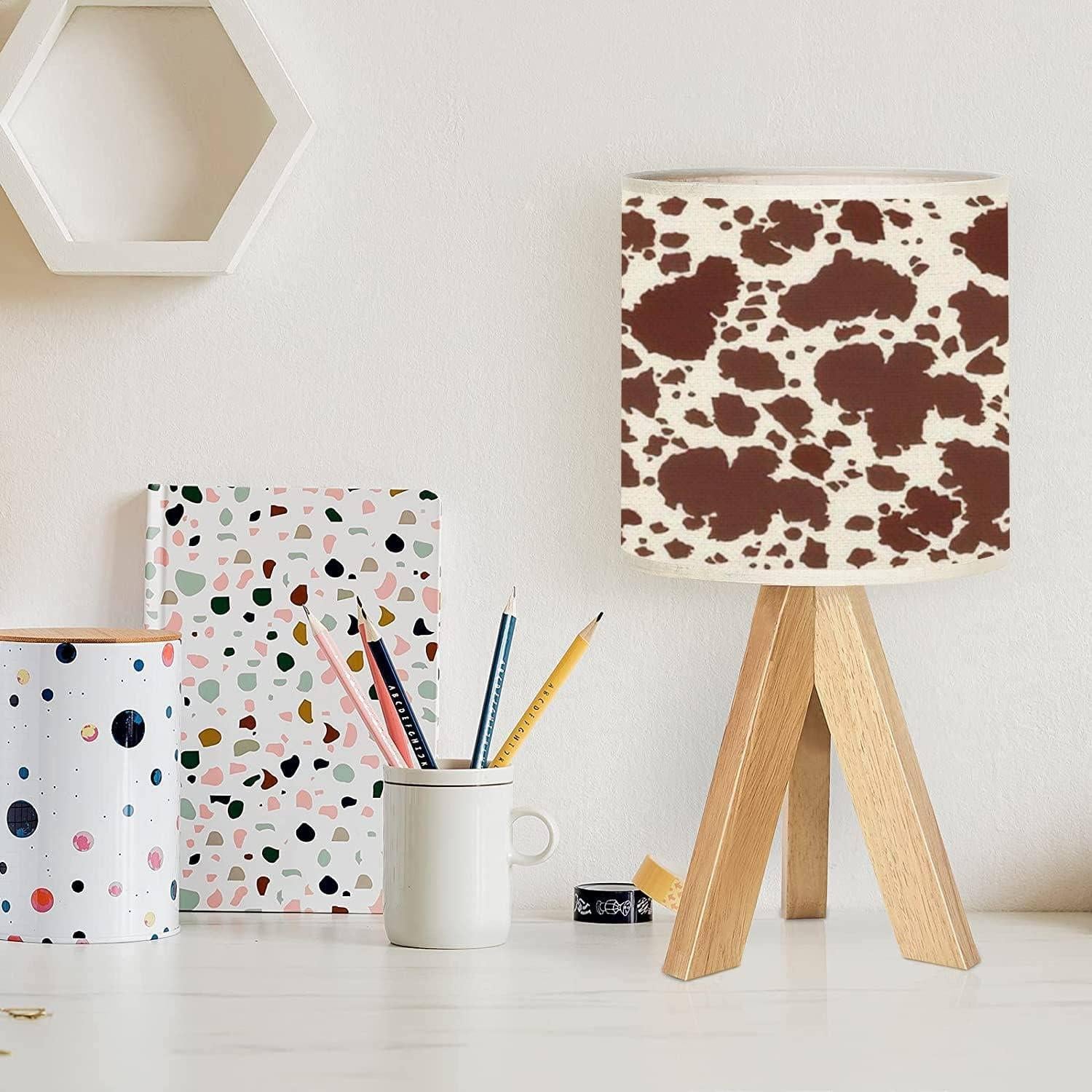 Lámpara de Mesa Tripode OEPWQIWEPZ de Piel de Vaca Marrón