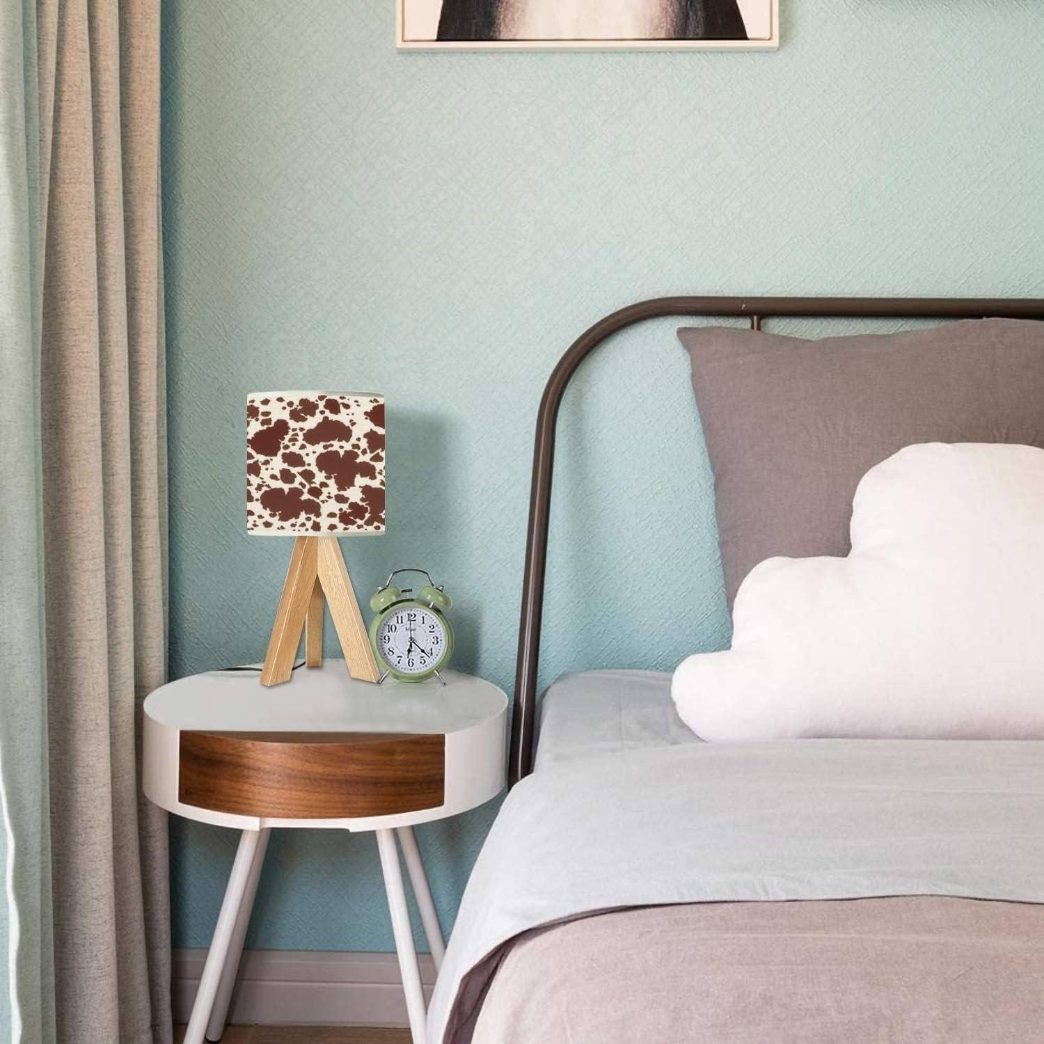 Lámpara de Mesa Tripode OEPWQIWEPZ de Piel de Vaca Marrón