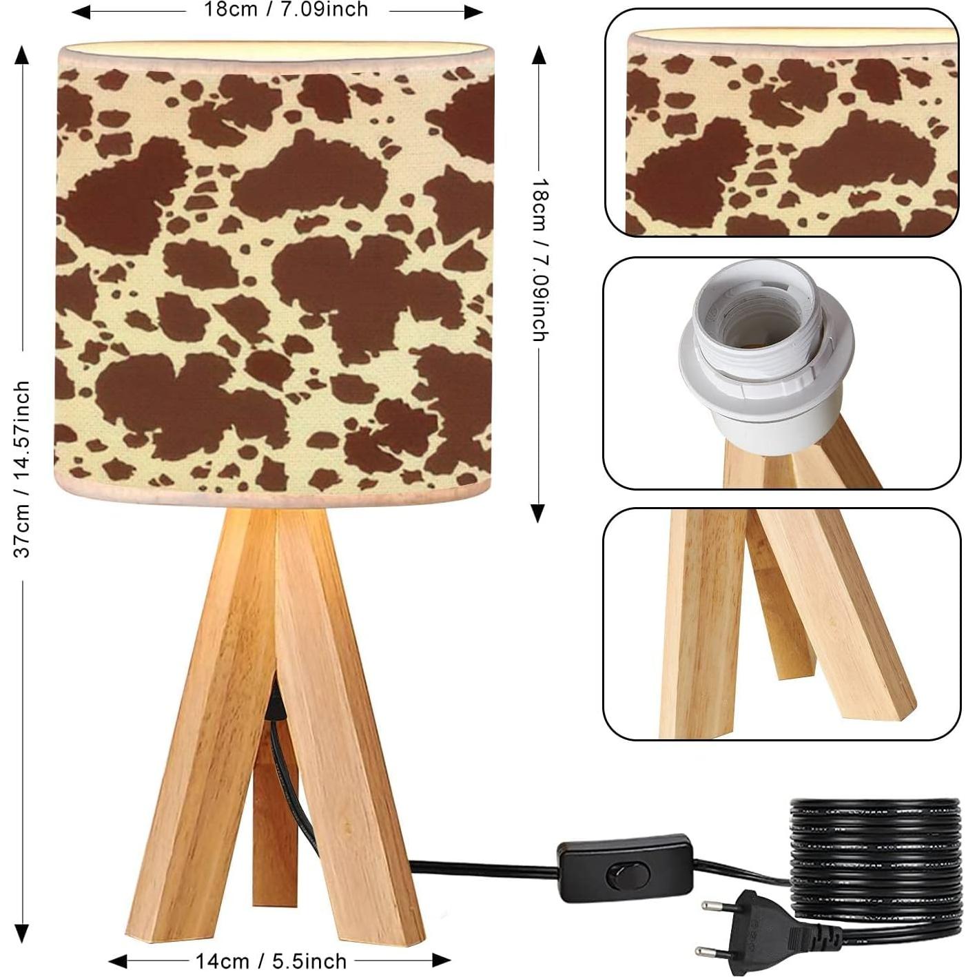 Lámpara de Mesa Tripode OEPWQIWEPZ de Piel de Vaca Marrón