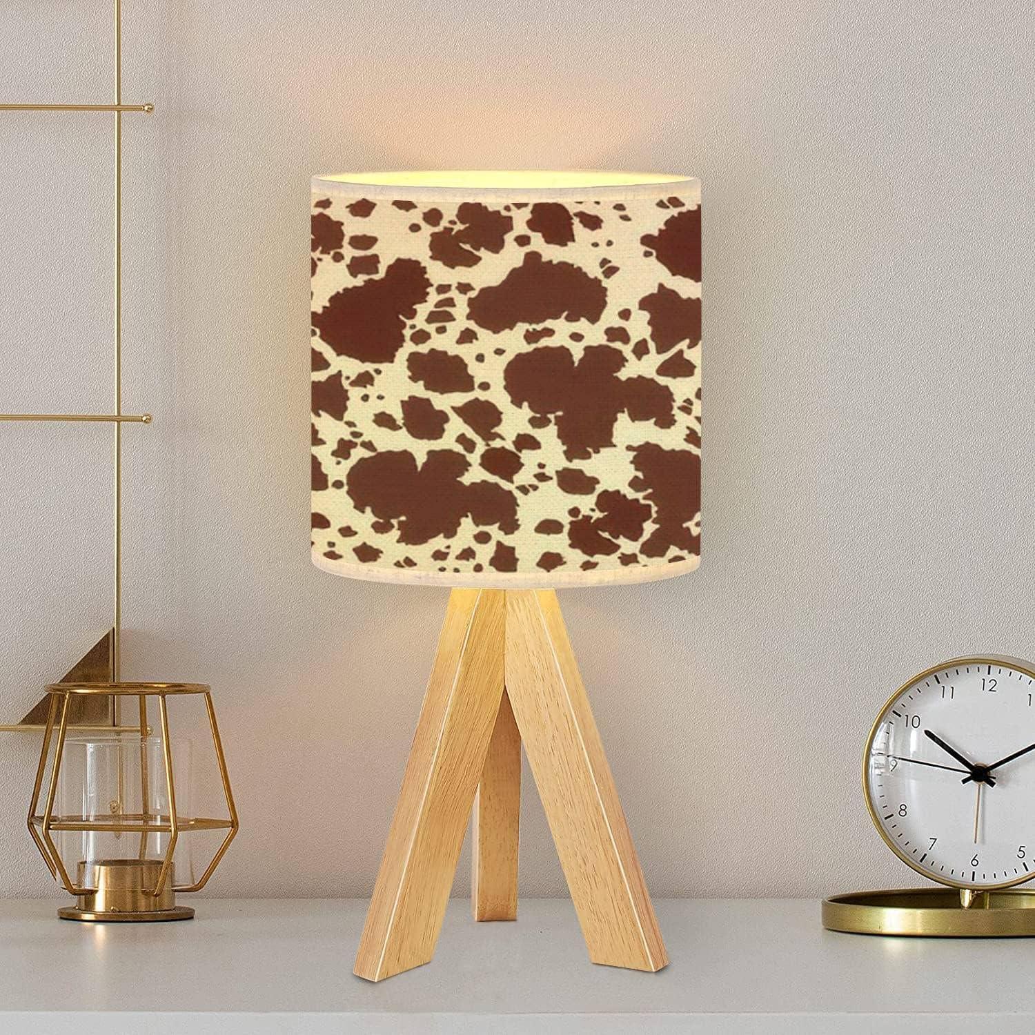 Lámpara de Mesa Tripode OEPWQIWEPZ de Piel de Vaca Marrón