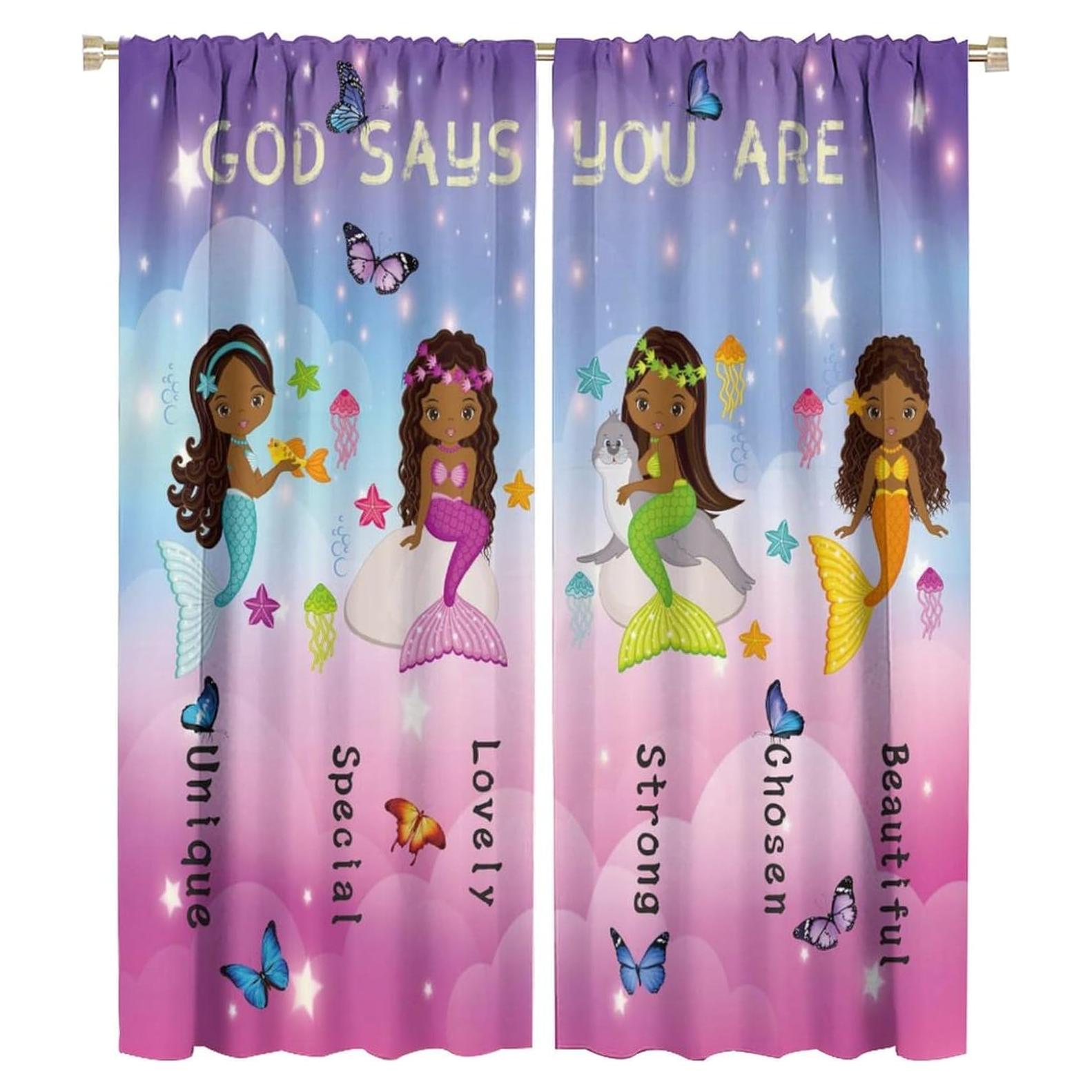 Cortinas LOMADIA 2 Paneles Opacas Niñas Afroamericanas