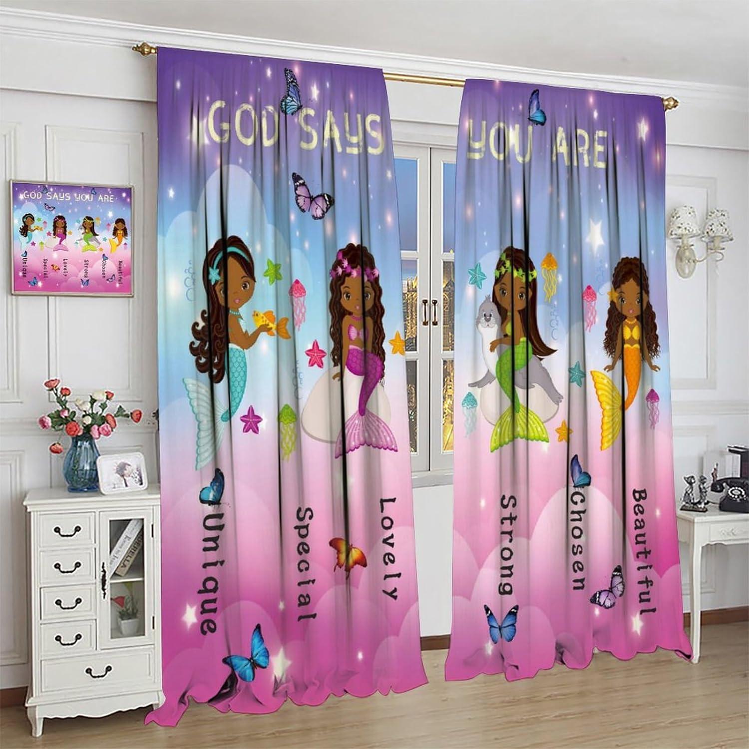 Cortinas LOMADIA 2 Paneles Opacas Niñas Afroamericanas