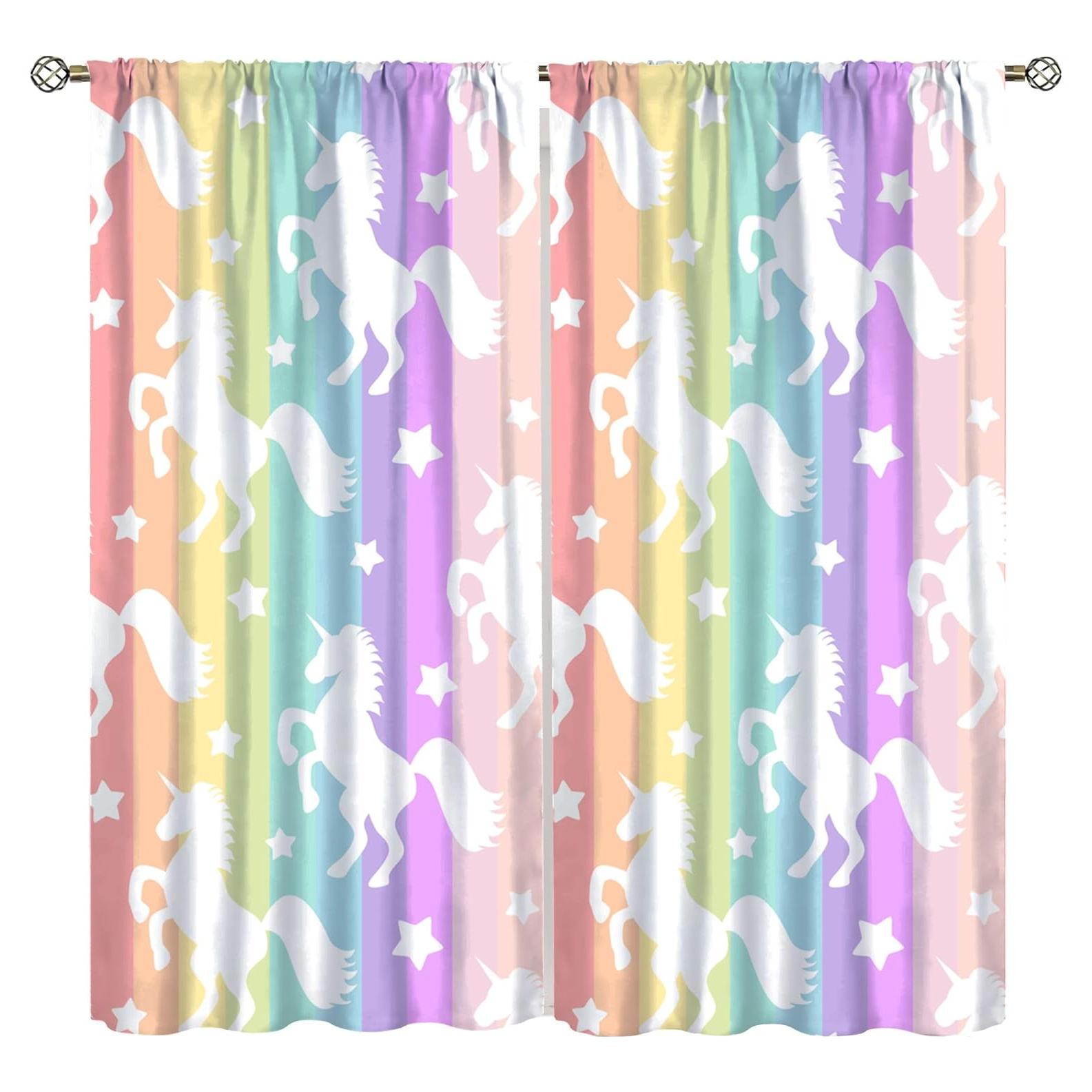 Cortinas de Unicornio VUMIVI 2 Paneles 53x113 cm Opacas