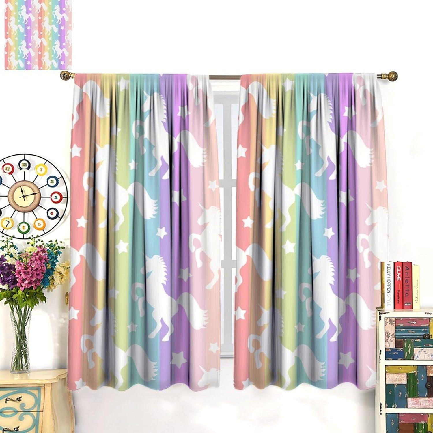 Cortinas de Unicornio VUMIVI 2 Paneles 53x113 cm Opacas
