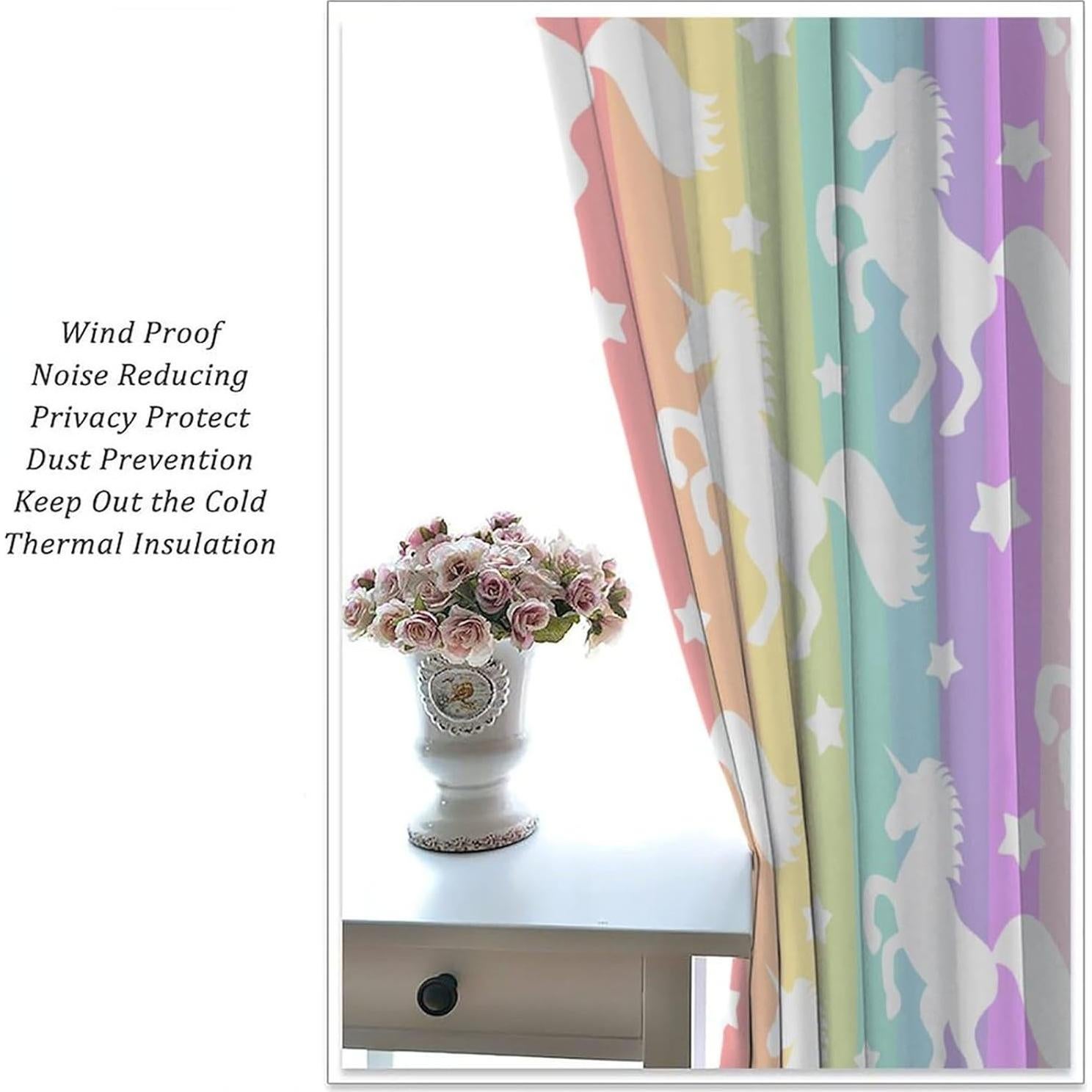 Cortinas de Unicornio VUMIVI 2 Paneles 53x113 cm Opacas