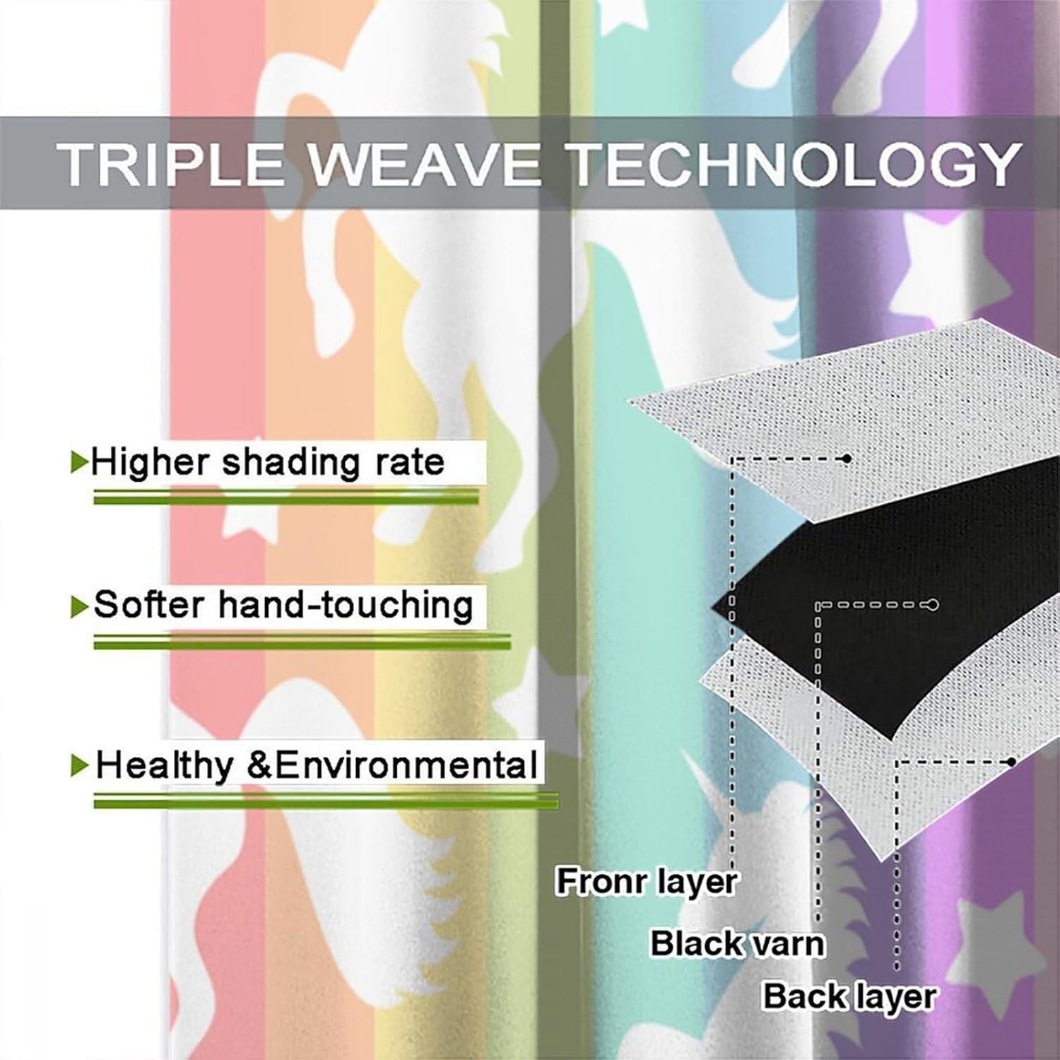 Cortinas de Unicornio VUMIVI 2 Paneles 53x113 cm Opacas