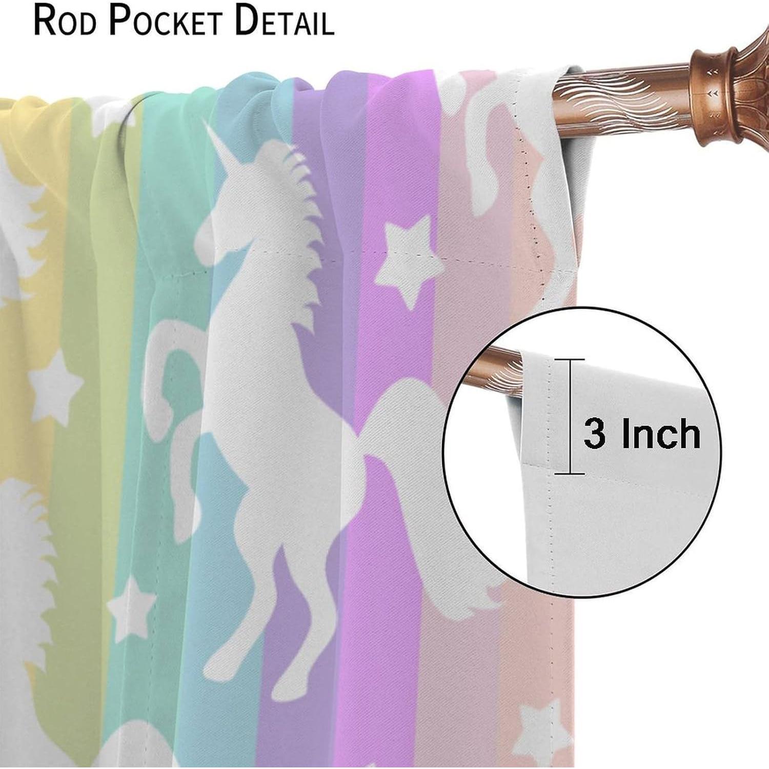 Cortinas de Unicornio VUMIVI 2 Paneles 53x113 cm Opacas
