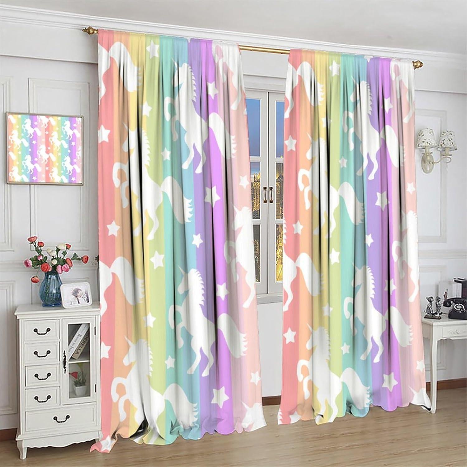 Cortinas de Unicornio VUMIVI 2 Paneles 53x113 cm Opacas