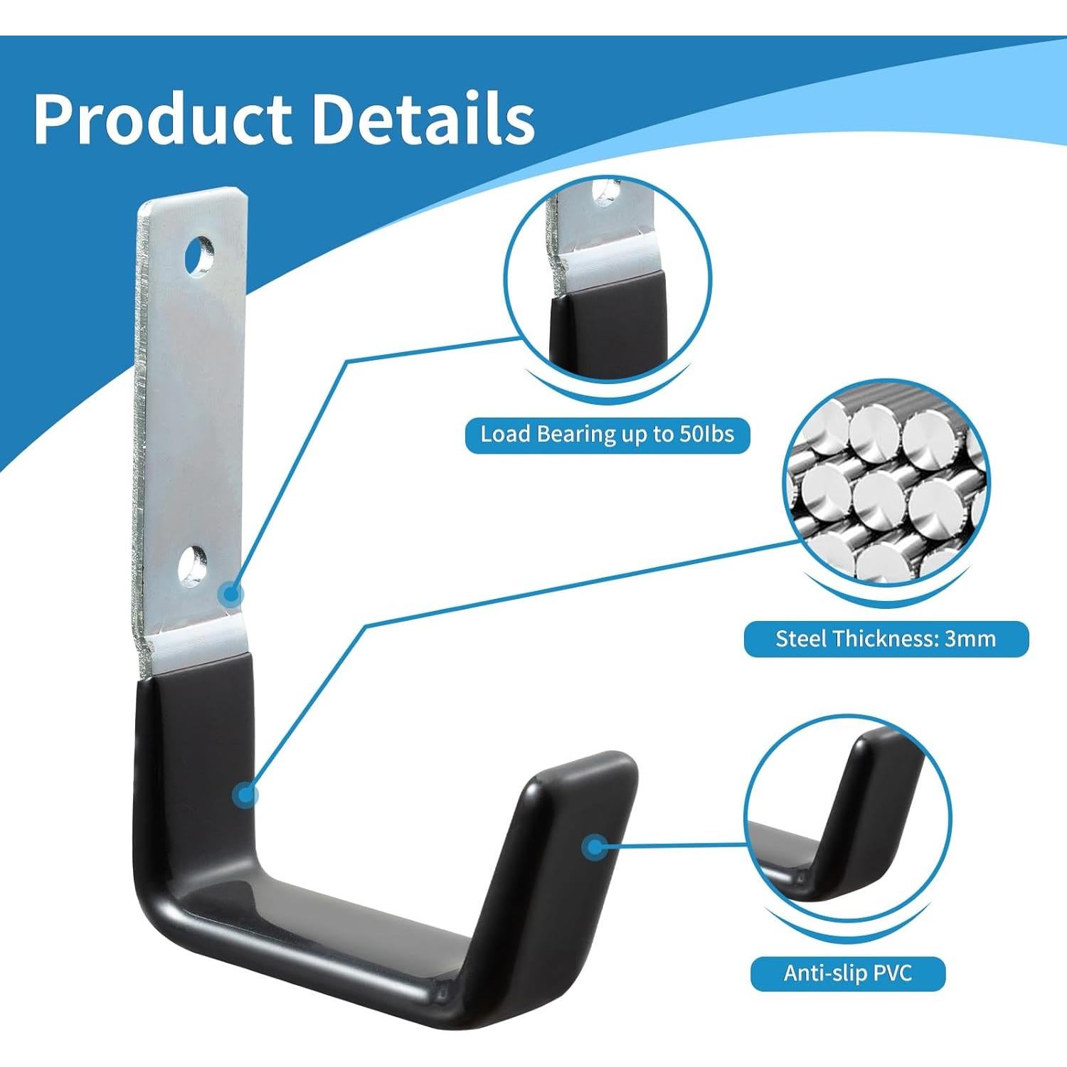 Ganchos de Almacenamiento de Garaje GeeWatom 2PC Antideslizante