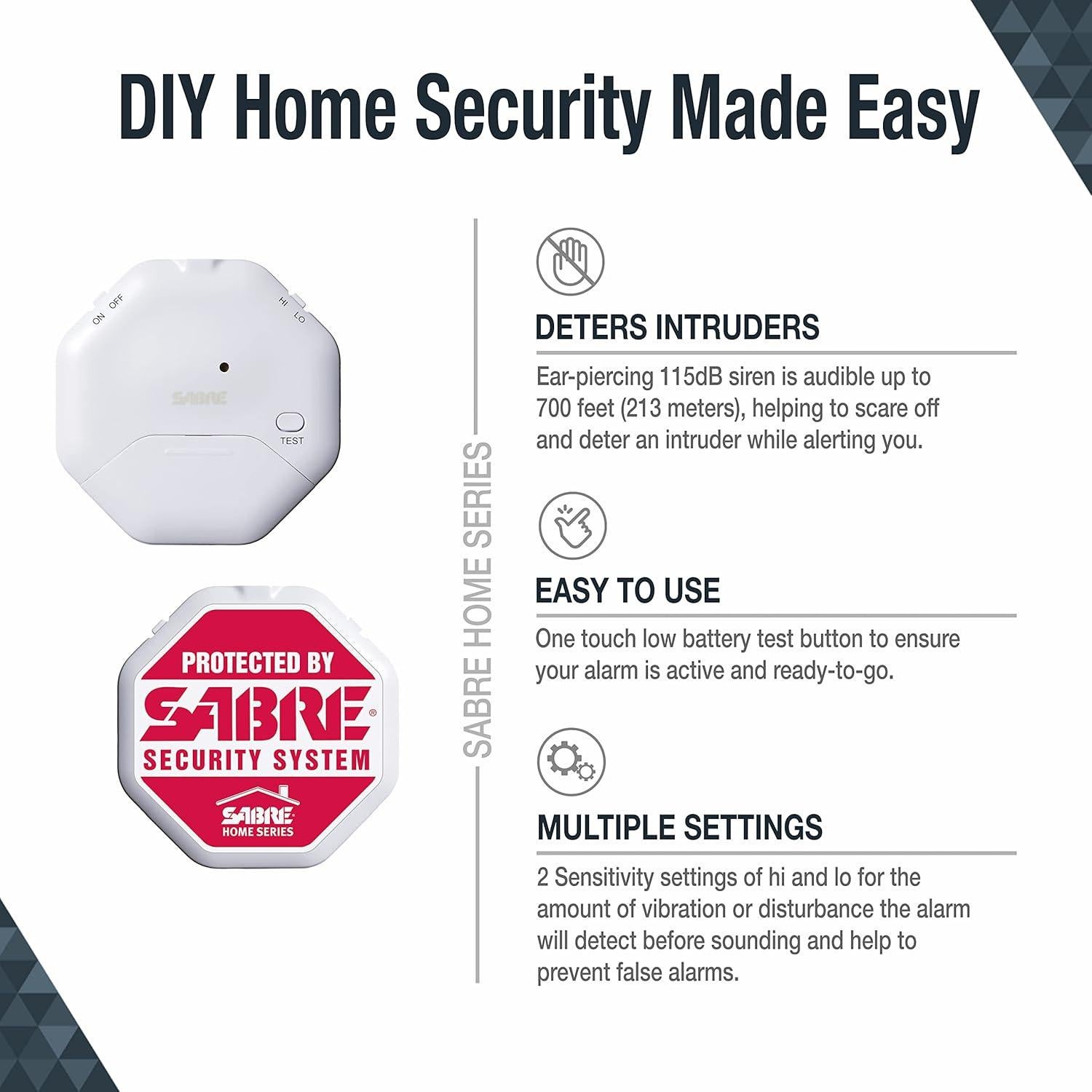 Alarma de Cuña de Puerta SABRE 120dB Inalámbrica Blanca