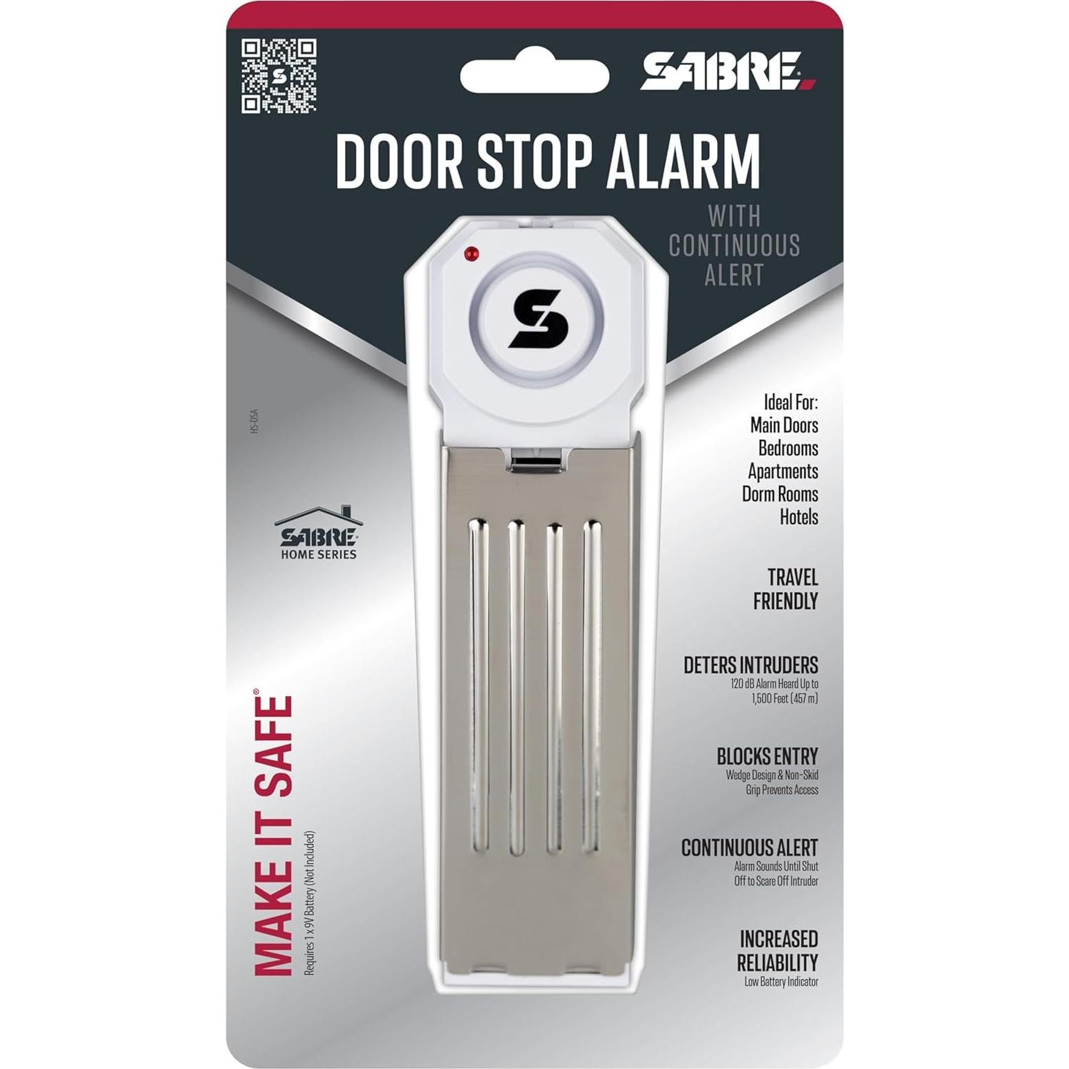 Alarma de Cuña de Puerta SABRE 120dB Inalámbrica Blanca
