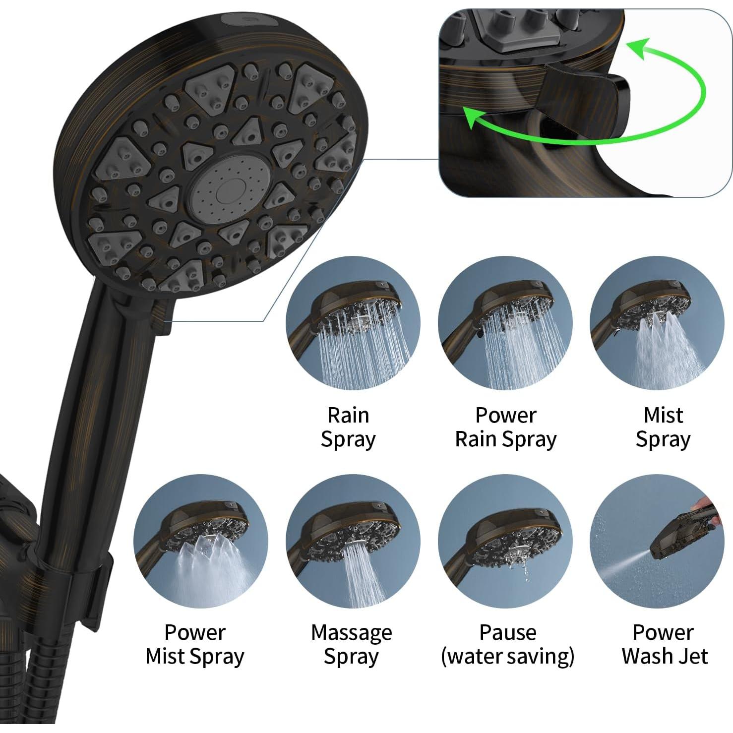 Cabezal de Ducha Diiwet 7 Configuraciones Alta Presión Bronce