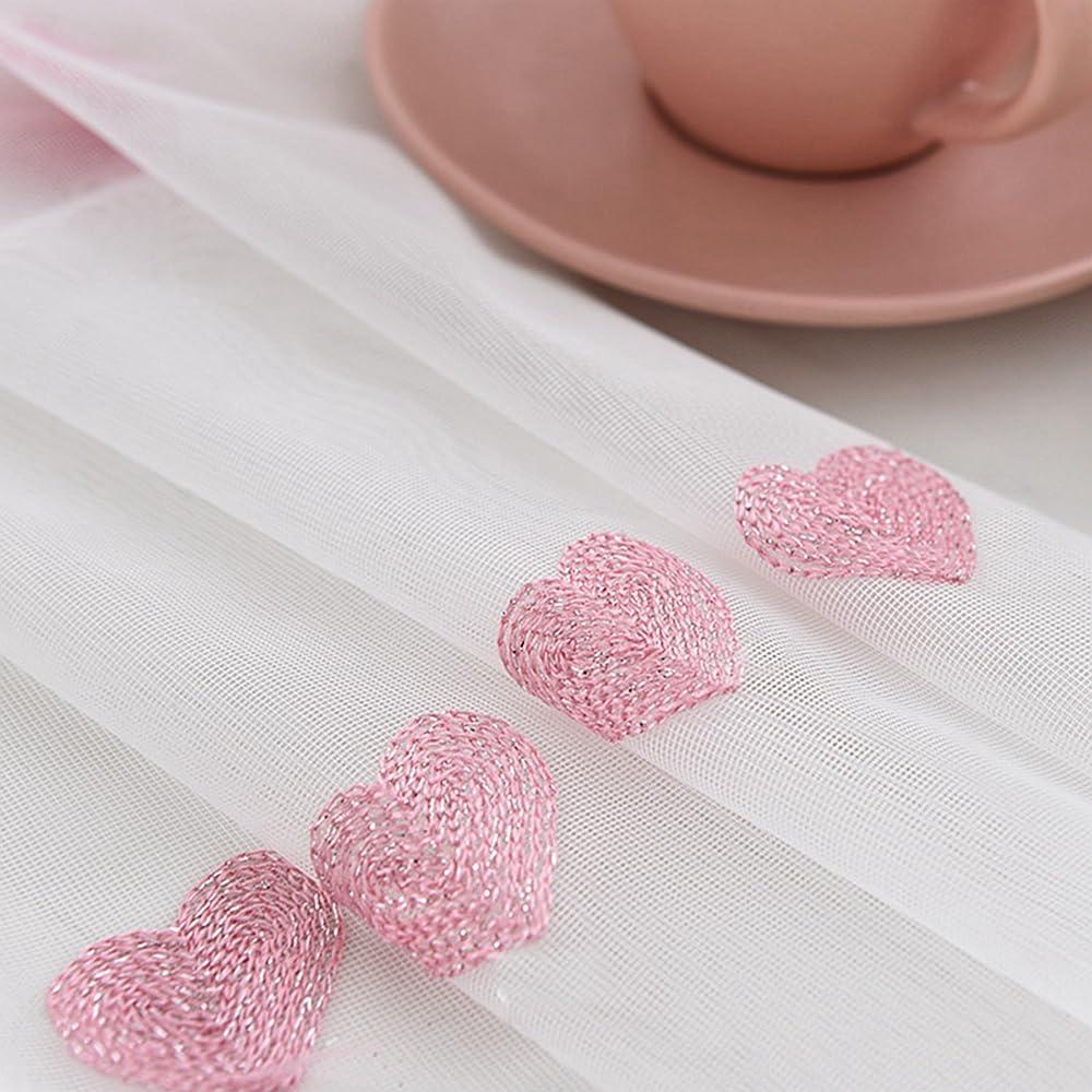 Cortina Sheer WINYY con Bordado Corazón Rosa 99.06x180.34cm