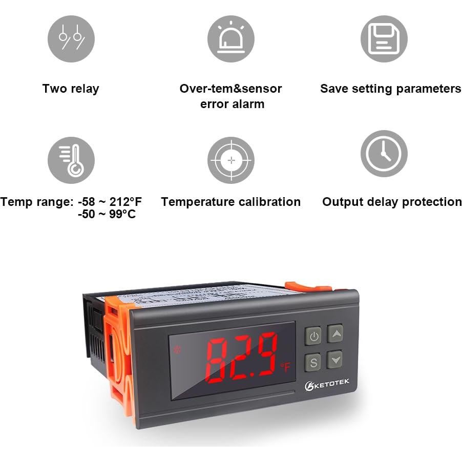 Controlador de Temperatura Digital KETOTEK KT1000 10A 110V