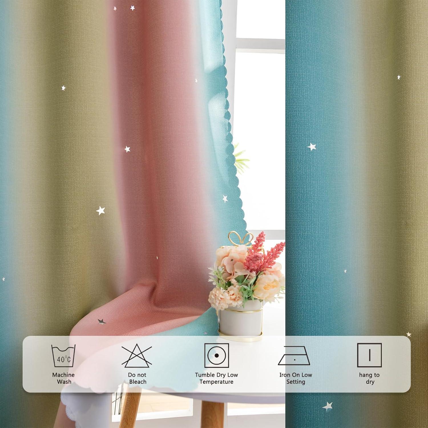 Cortinas Yancorp Arcoíris 52x84 Rosa Bebé y Azul