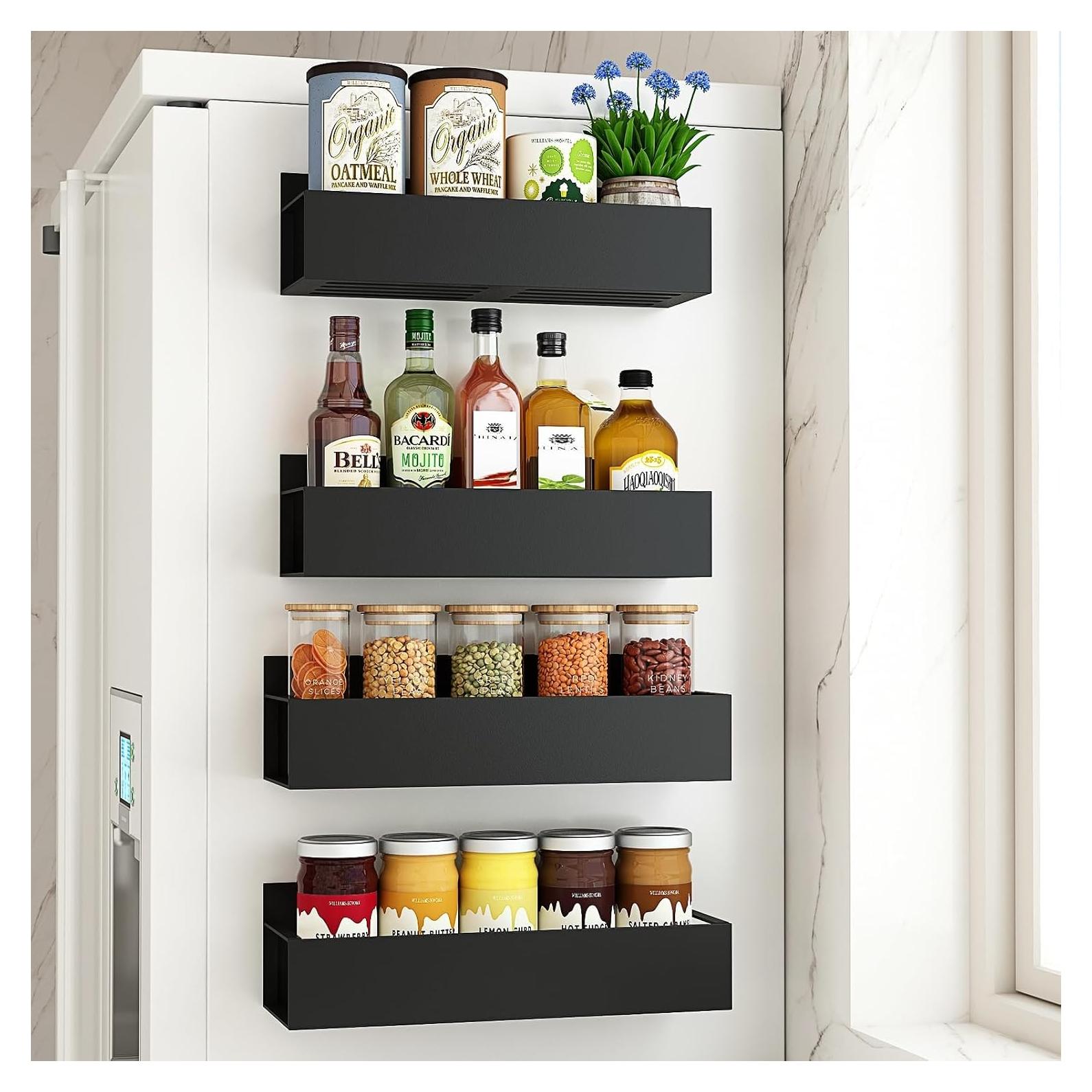 Estantes Magnéticos para Especias Genérico - 4 Piezas Negro