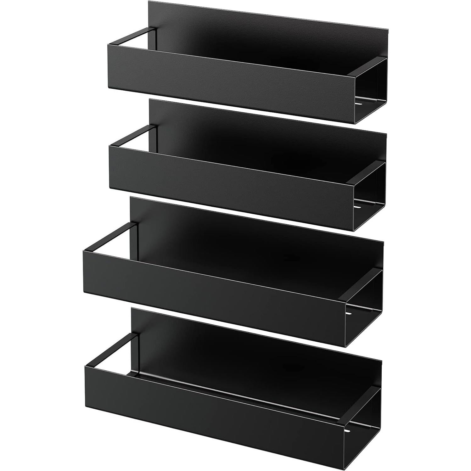 Estantes Magnéticos para Especias Genérico - 4 Piezas Negro