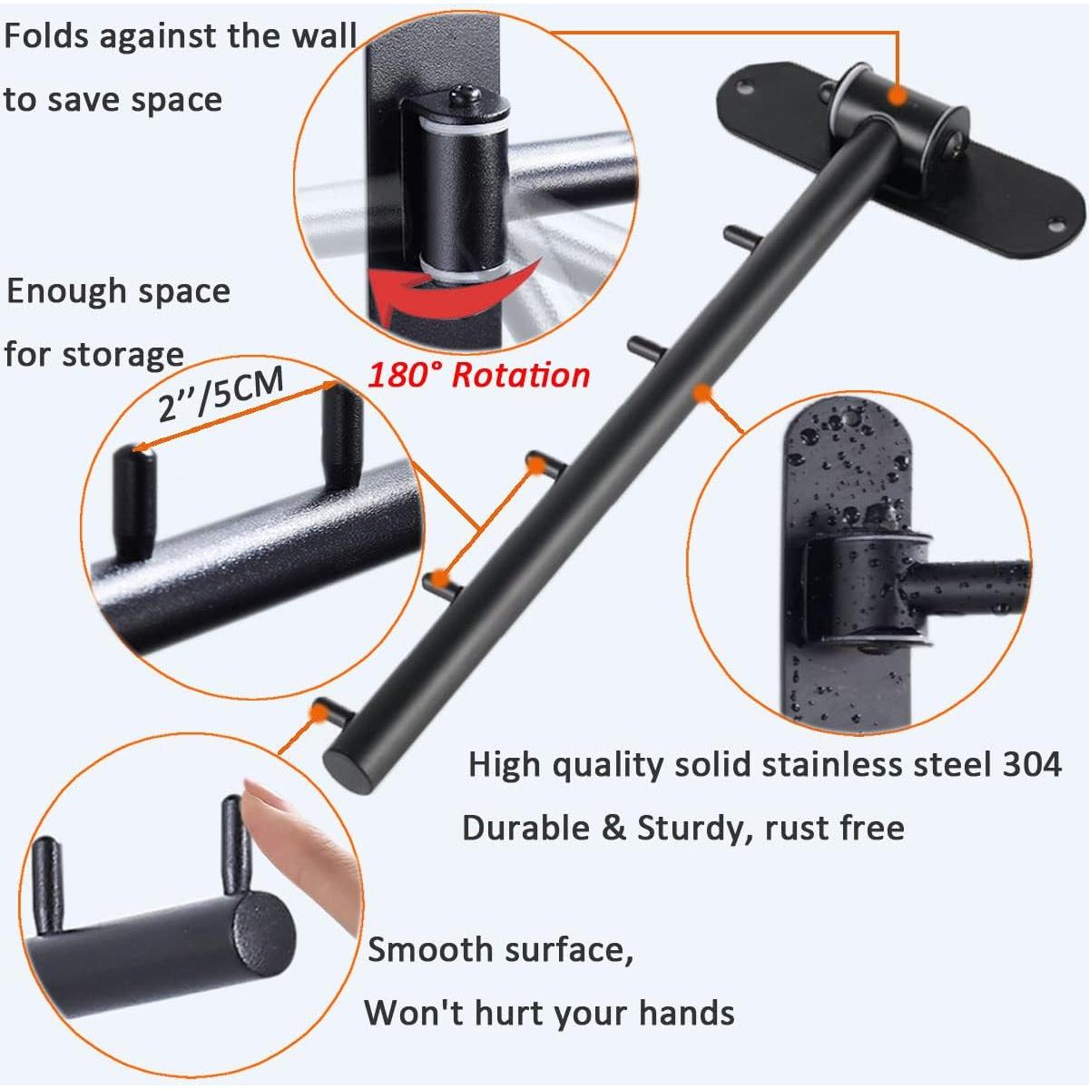 Perchero Plegable Votmores de Acero Inoxidable 5 Ganchos Negro