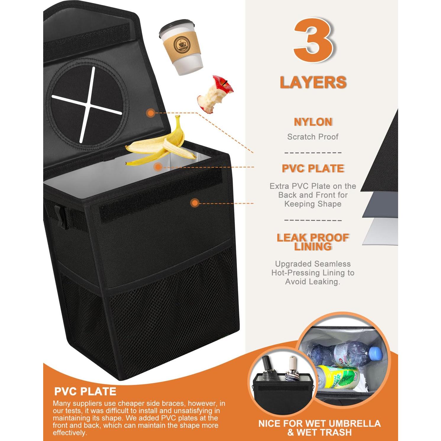 Basurero de Auto Pritent Trapezoidal 2 Galones Negro