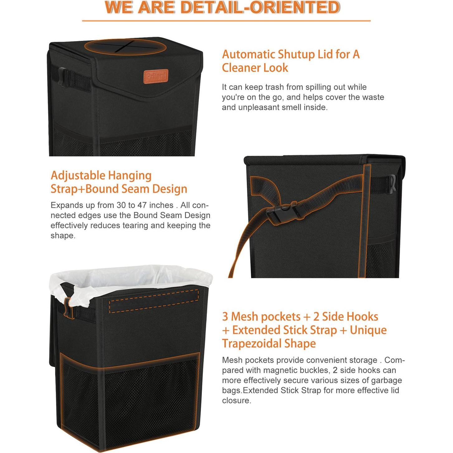 Basurero de Auto Pritent Trapezoidal 2 Galones Negro