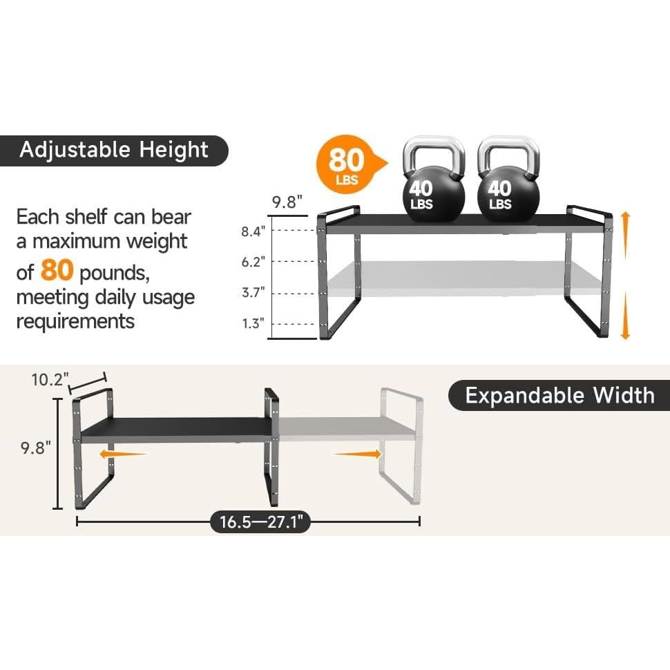 Organizador de Estante Expandible TAIHEIS 41.91-68.58 cm Negro