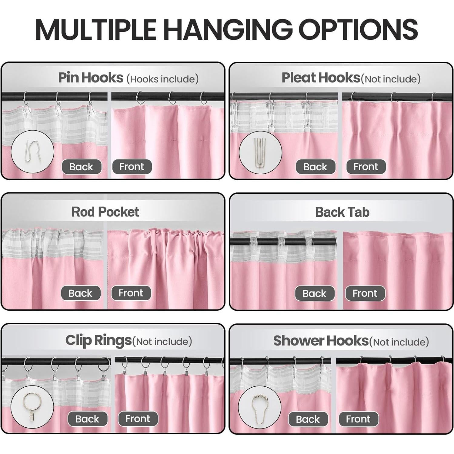 Cortinas Opacas Rosa Grichril 2 Paneles 132x213 cm